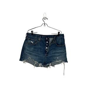 Levi's 501 High rise womens shorts premium button fly distressed sz‎ 33